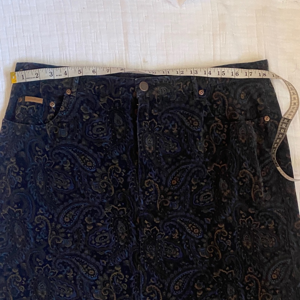 Eddie Bauer 100%Cotton  Dark Blue Paisley Pencil Skirt - Picture 9 of 12